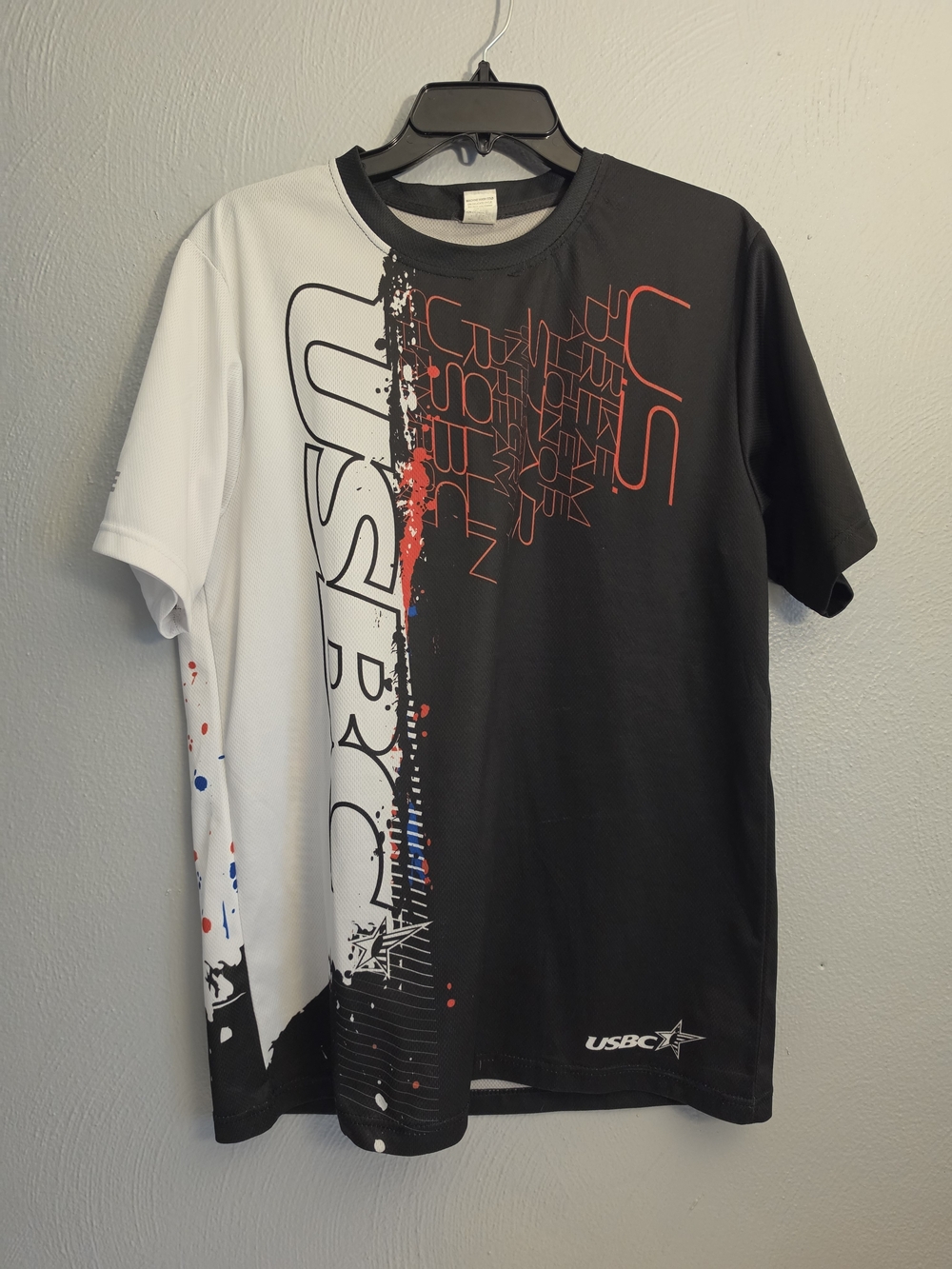 Men's Split-Panel Black and White Graphic Tee